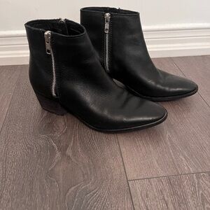 Black Leather Ankle Boots